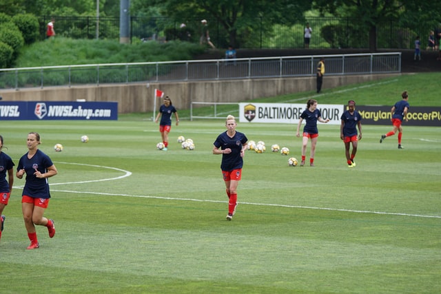 Female soccer players at training